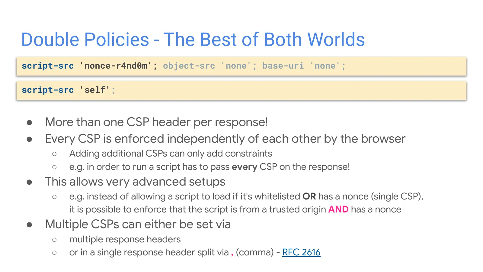 Slide 44: Double Policies - The Best of Both Worlds