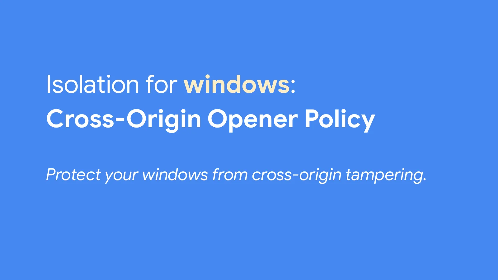 Slide 25: Isolation for windows: