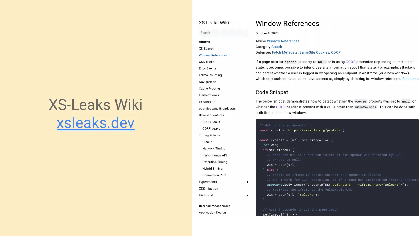 Slide 31: XS-Leaks Wiki