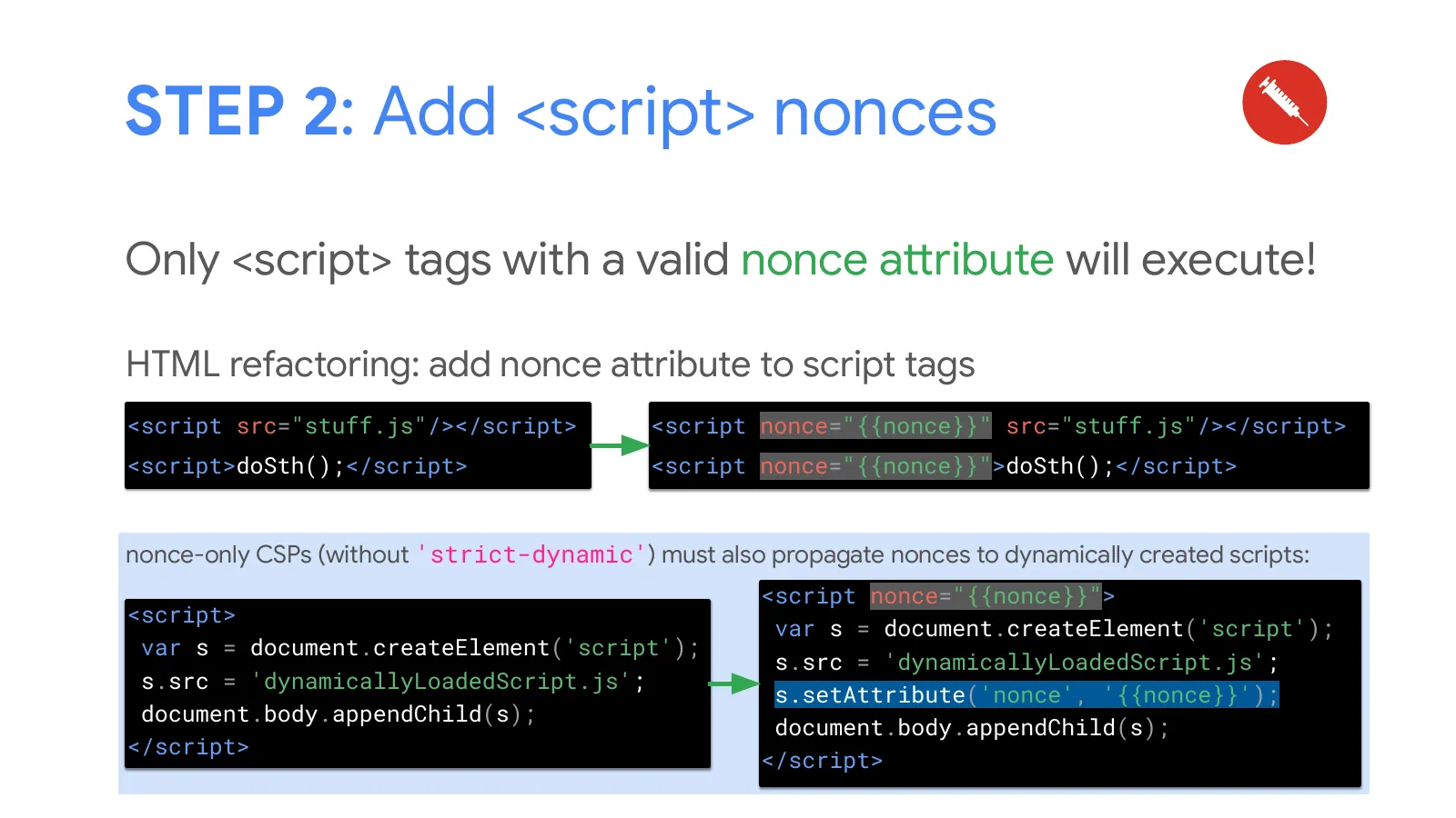 Slide 60: STEP 2: Add <script> nonces