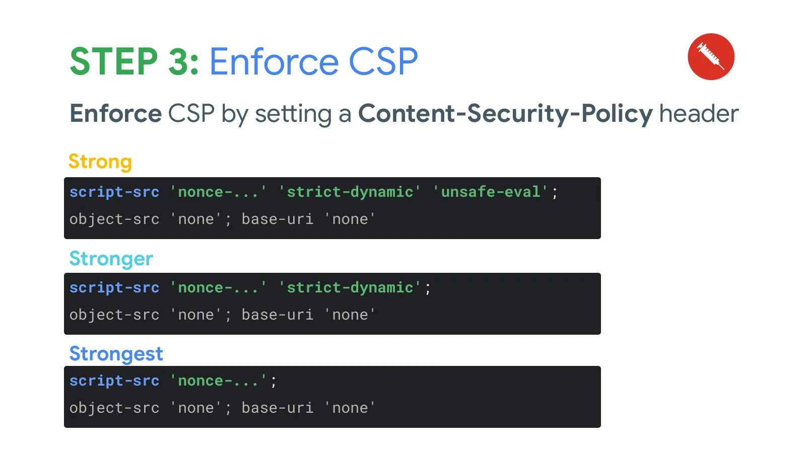 Slide 61: STEP 3: Enforce CSP