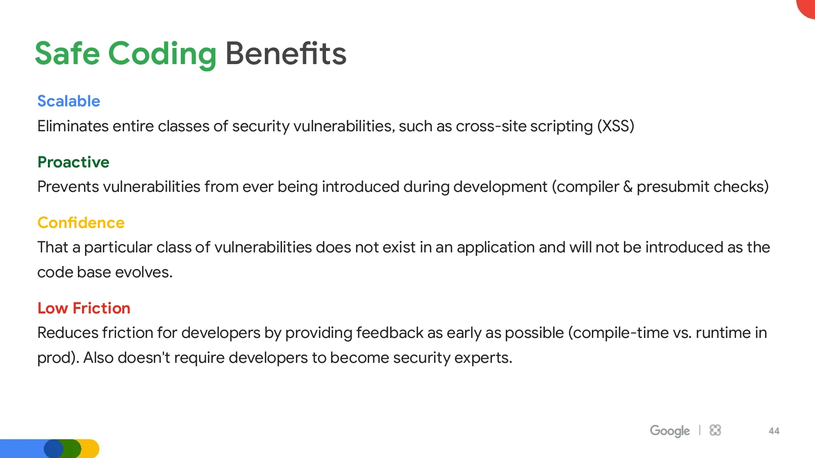 Slide 44: Safe Coding Benefits