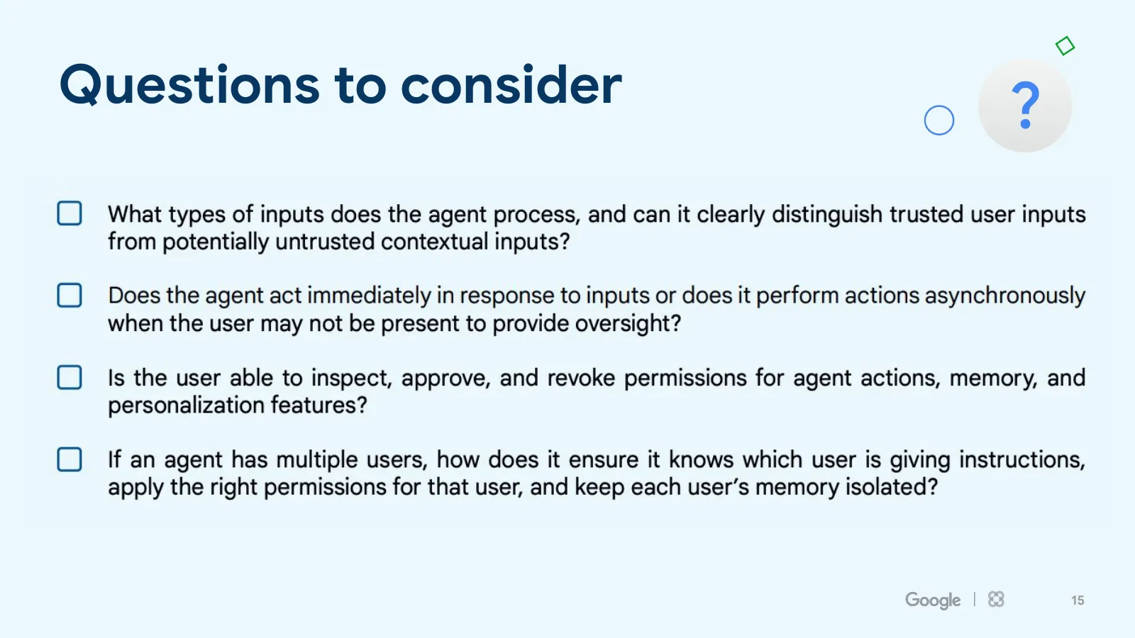 Slide 15: Questions to consider