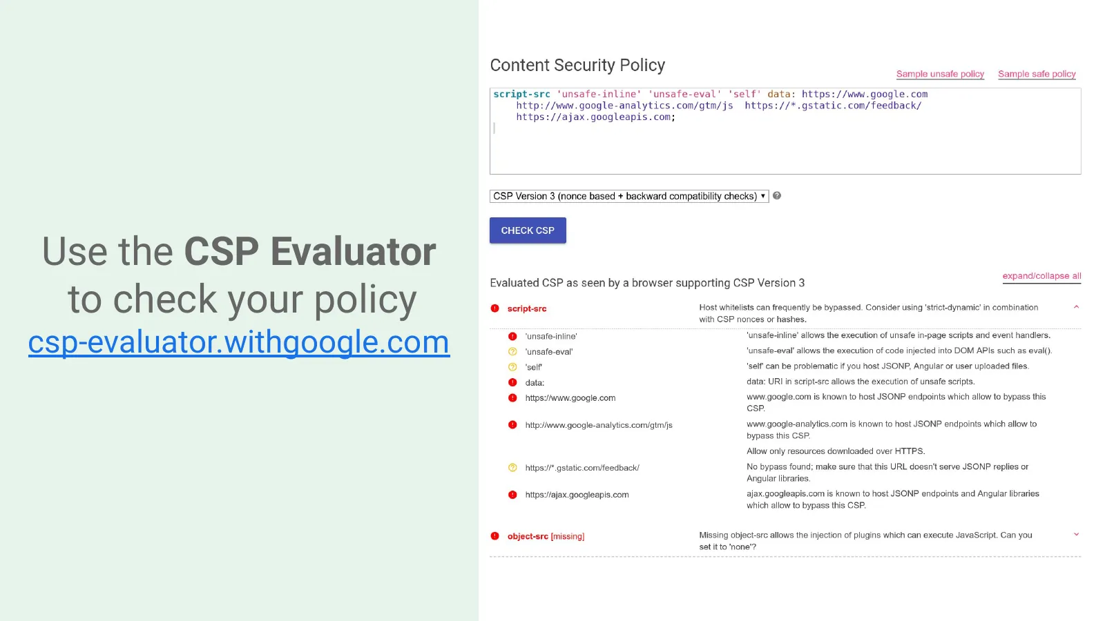 Slide 31: Use the CSP Evaluator