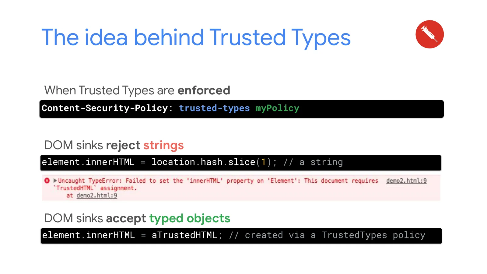 Slide 37: The idea behind Trusted Types (continued)