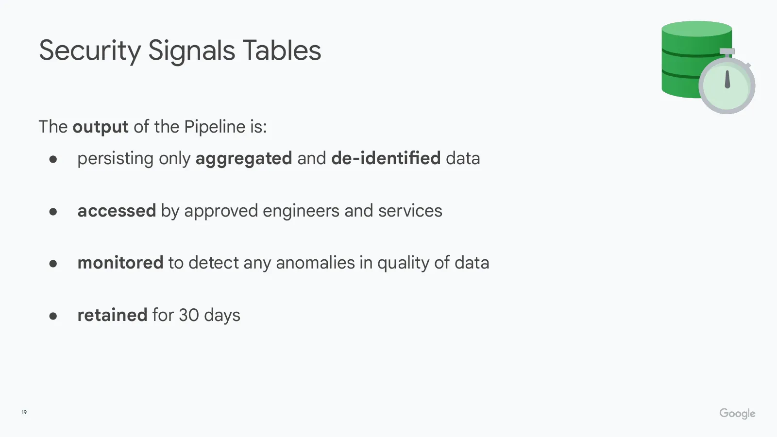 Slide 19: Security Signals Tables