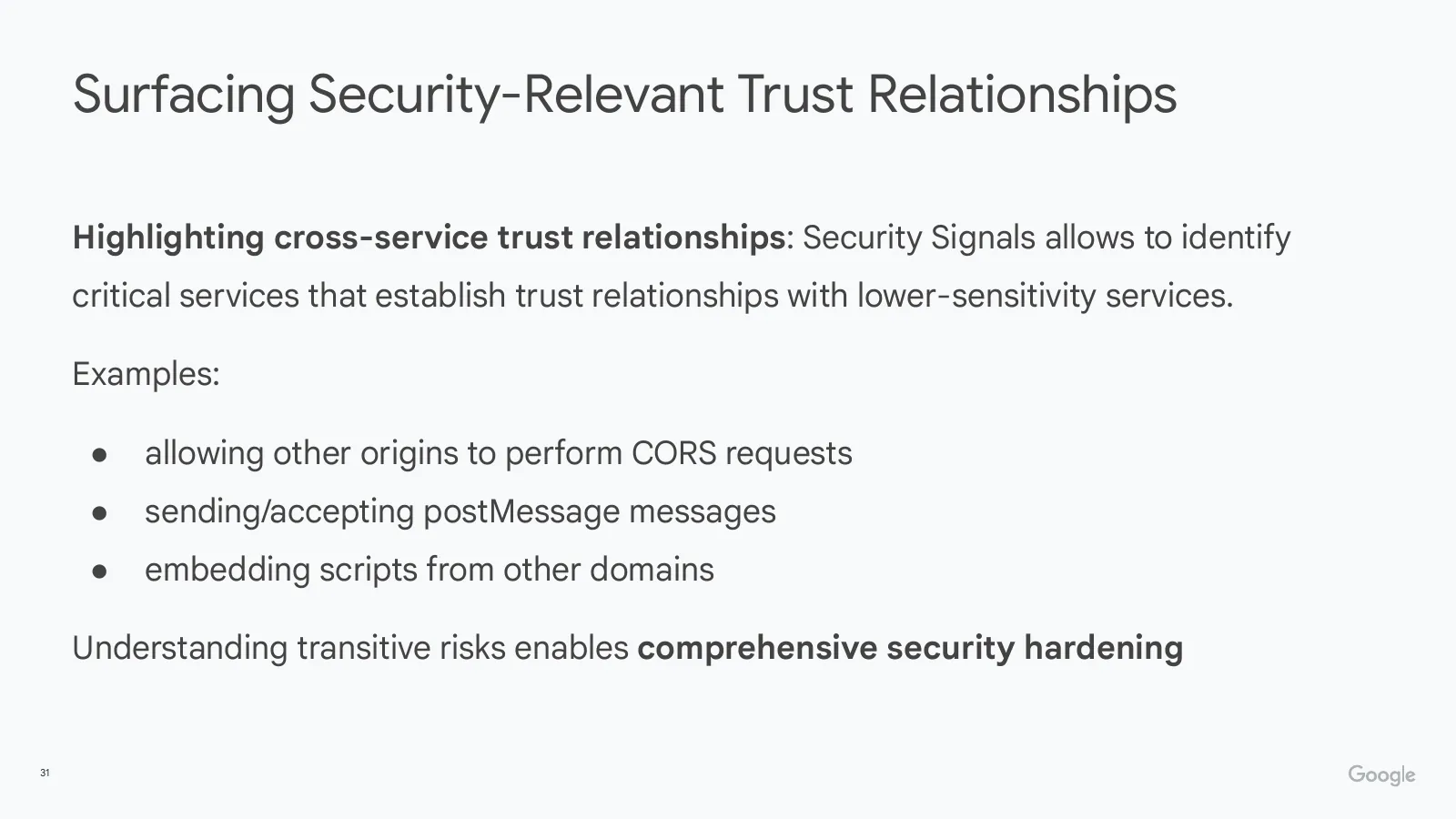 Slide 31: Surfacing Security-Relevant Trust Relationships